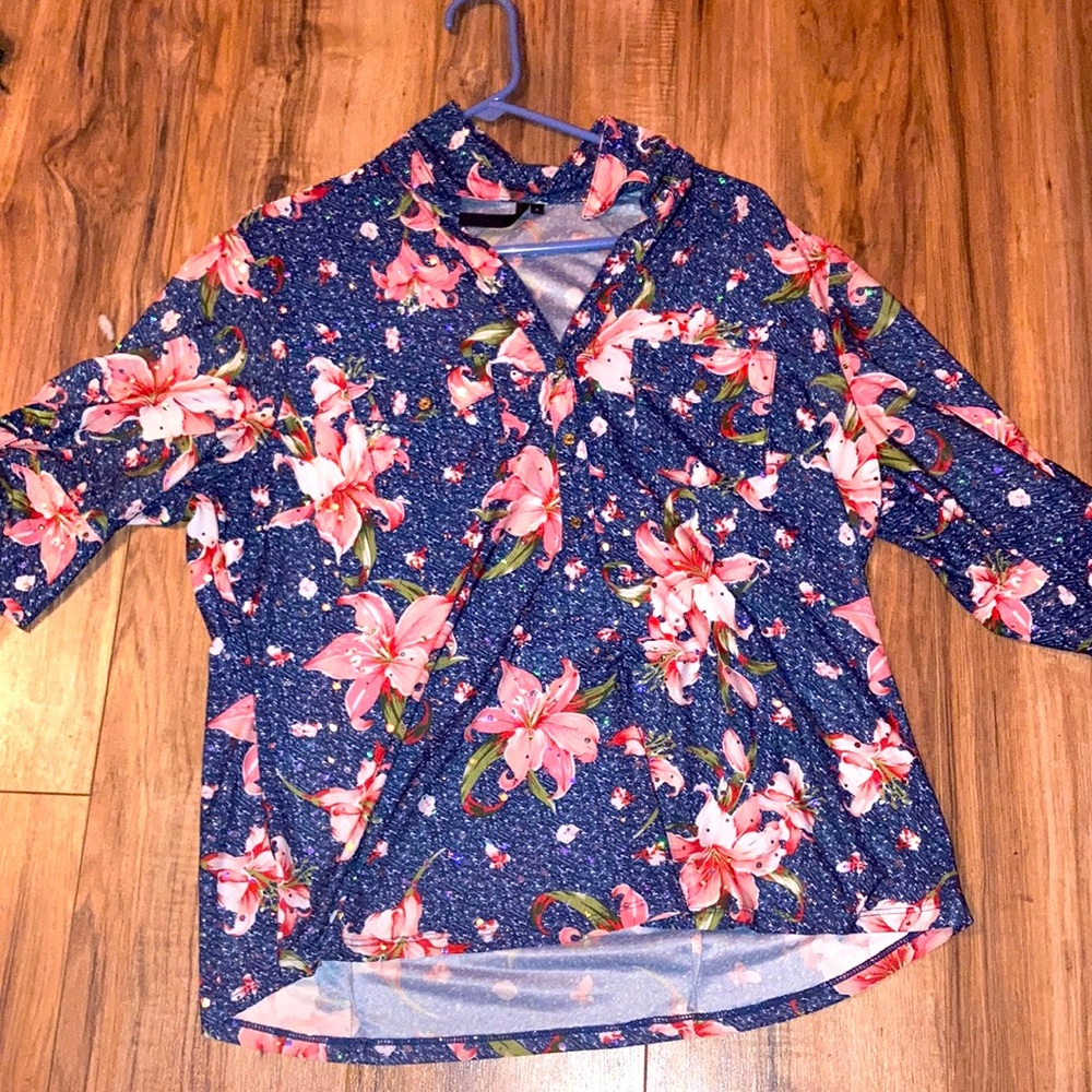 sequenced floral botton down
